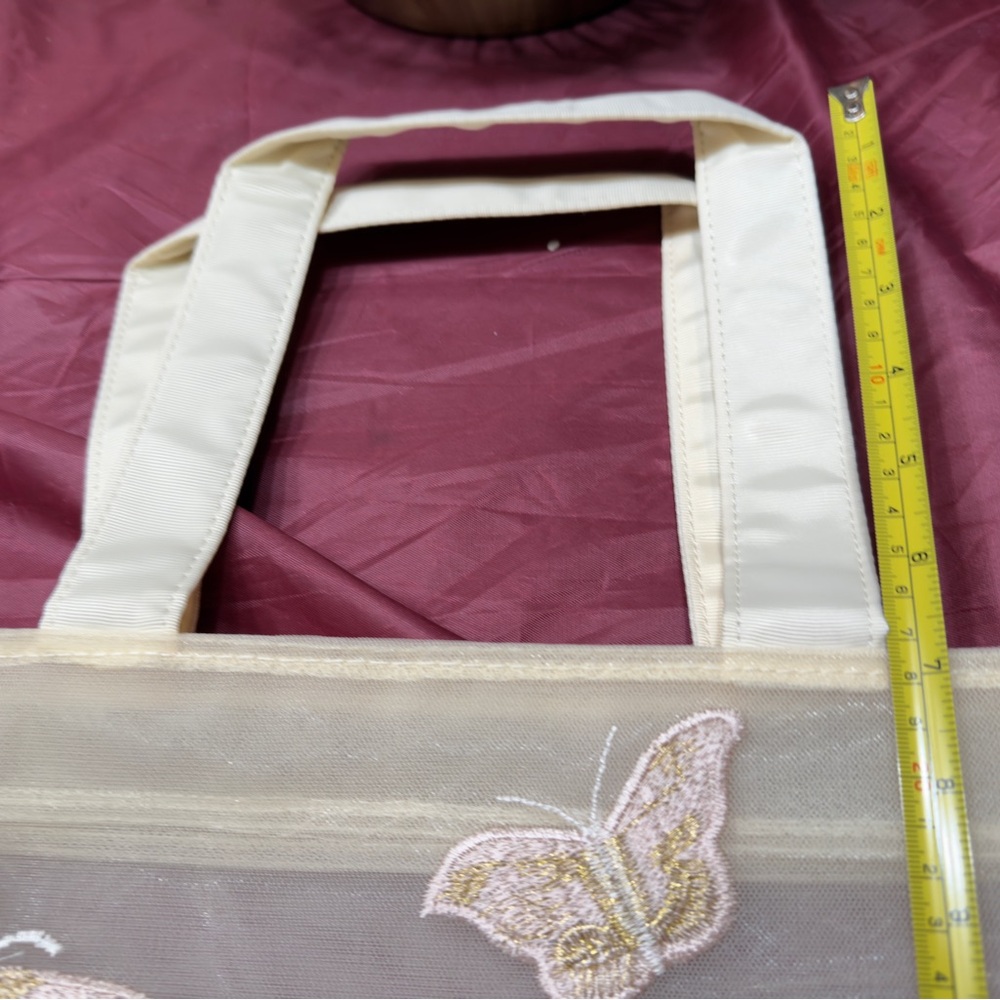 The Christian Dior Cream Embroidered Butterfly Mesh Tote Bag and Makeup pouch - Picture 8 of 11